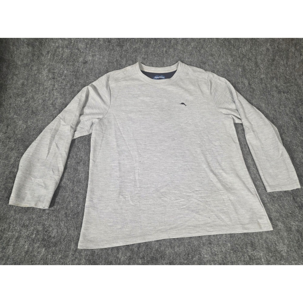 Tommy Bahama Mens Large Gray Waffle Knit Long Sleeve Shirt Marlin Logo ZTB97769